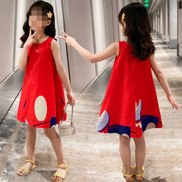 Φόρεμα αμάνικο με σχέδιο abstract, κόκκινο